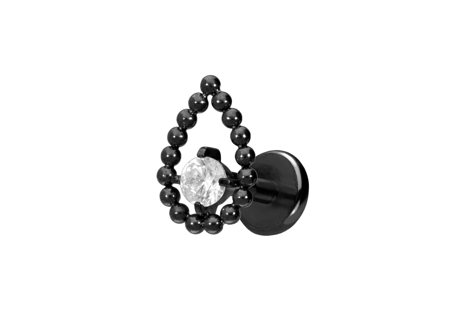 Titan Labret Piercing mit Push Fit TROPFEN + KRISTALL